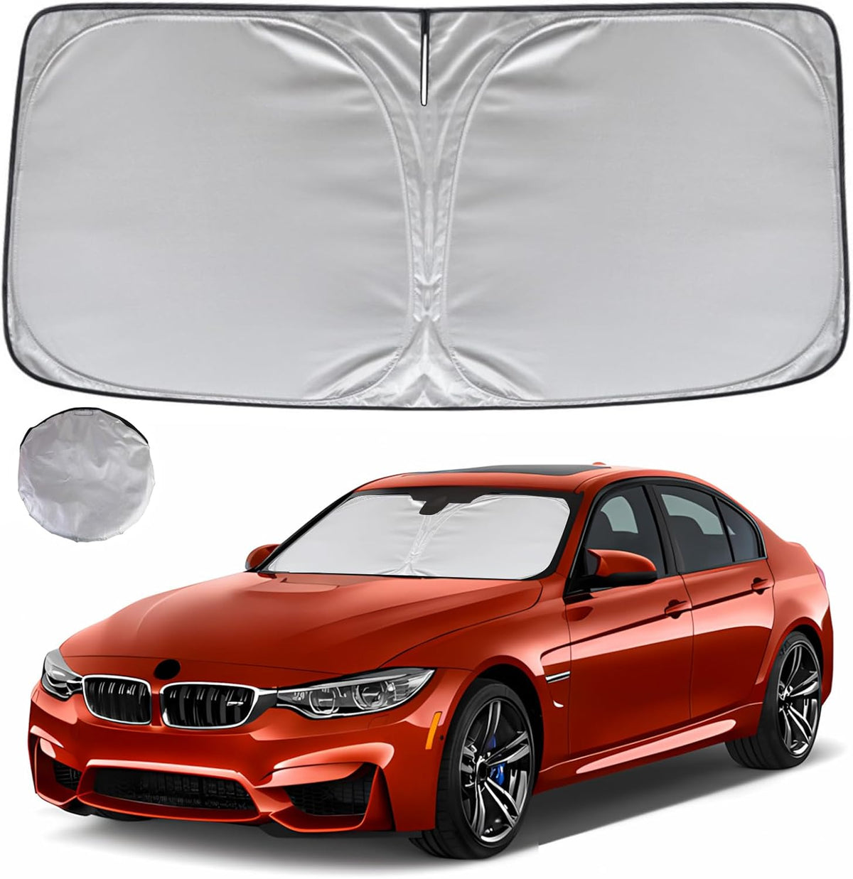 KAYZT Windshield Sun Shade for 2013-2018 BMW 3 Series/F30/F31/F80/M3 Foldable Sunshade 3 Series 330i 328i 320i 325i 335i Front Window Custom Fit Car Accessories