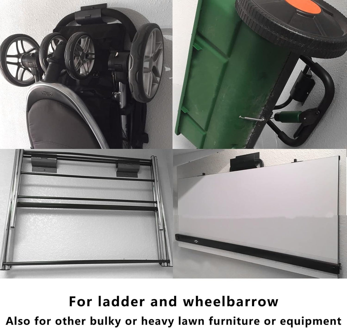 Heavy-Duty Ladder Hanger-Wall Mount Ladder Hook-Garage Wall Wheelbarrow Hangers-4 Pack