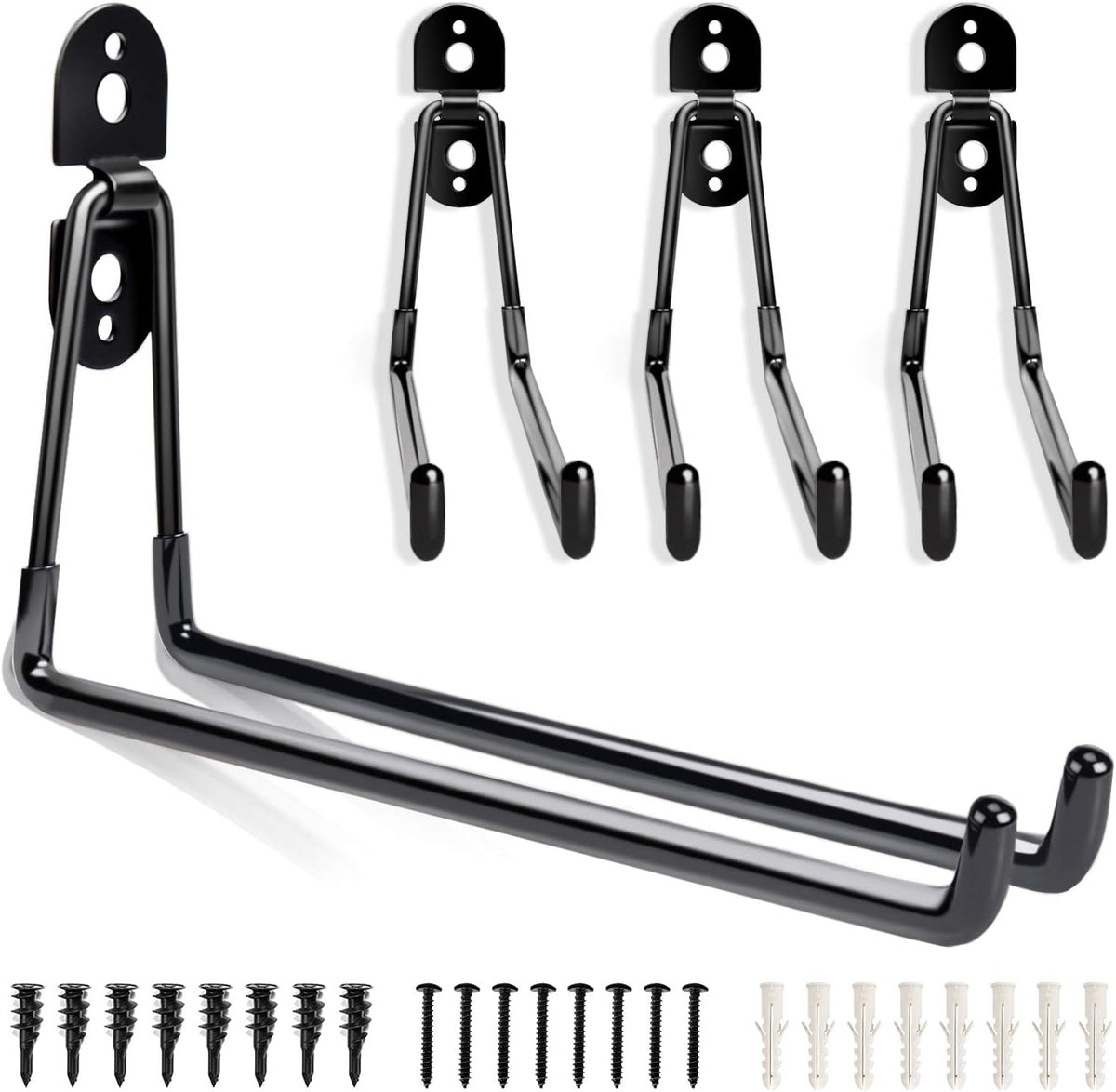 Garage Hooks Heavy Duty - 11 Inch Large Wall Mount Storage Hanger, 4 Pack Long Hook Garage Organizer for Hanging Tool, Chairs, Hoses, Ladder, Bulk Items, Ropes, etc.