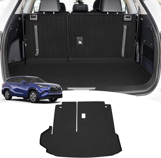 KMF Cargo Liner for 2025 Toyota Highlander 7 Seats 2020-2024 with Backrest Mat,All Weather Liners TPE Odorless Cargo Mat,Backrest Mat Protector Highlander Accessories