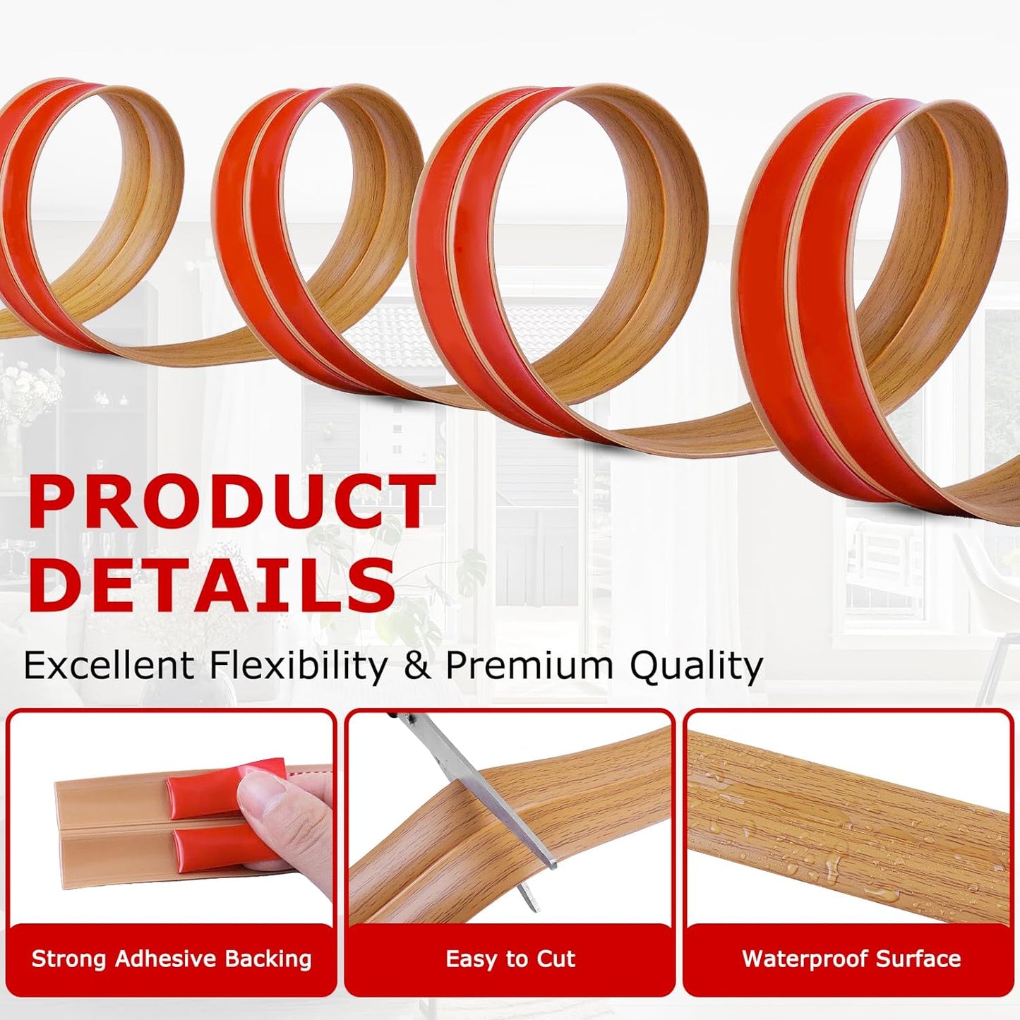 Flexible Wall Corner Protector Moulding Trim Peel and Stick Wall Corner Guards Edge Protector Self Adhesive Molding Trim Strip for Edge Ceiling (Light Brown Wood Grain, 2.4 in x 40 Ft)