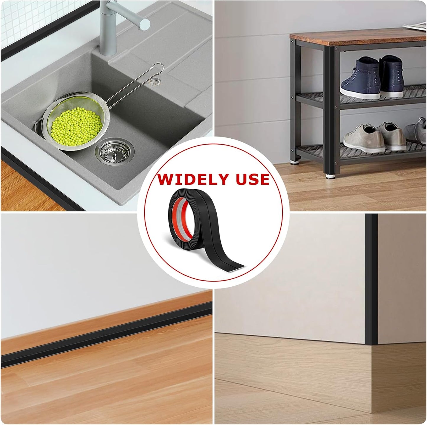 Flexible Wall Corner Protector Moulding Trim Peel and Stick Wall Corner Guards Edge Protector Self Adhesive Molding Trim Strip for Edge Ceiling (Black, 2.4 in x 40 Ft)