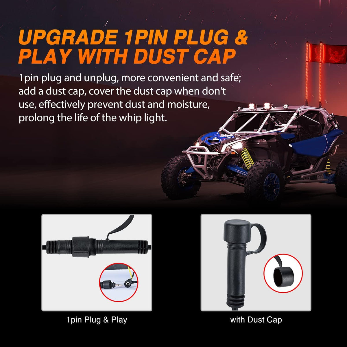 Nilight 2PCS 6FT RGB LED Whip Light with Spring Base Remote App Control w/DIY Chasing Patterns Turn Signal & Brake Lights for ATV UTV Polaris RZR Can-am Dune Buggy Jeep