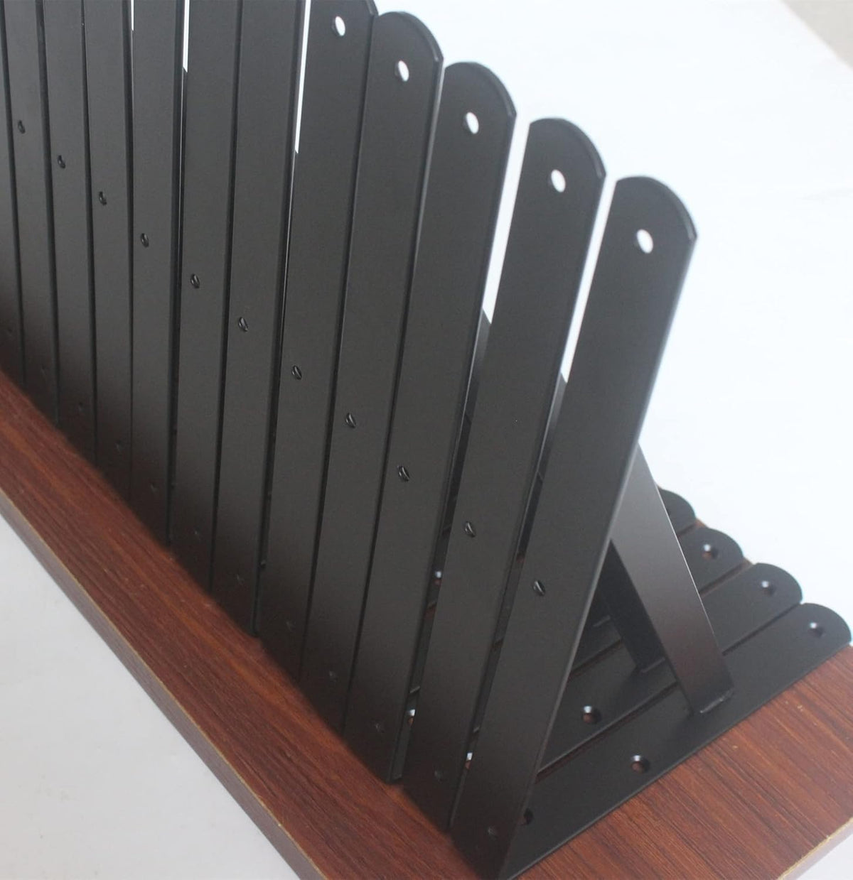 6 Pack L10 x H 8" Black Heavy Duty Shelf Brackets with Screws Metal Shelf Brackets Shelf Support Angle Brackets for Shelves L Brackets Heavy Duty Floating Shelf