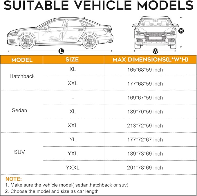 SUV Car Cover Waterproof All Weather for Automobiles，Outdoor Heavy Duty Full Exterior Covers with Zipper Door, Rain Sun Snow Dust UV Protection, Windproof Straps & Reflective Strips(Up to 177")