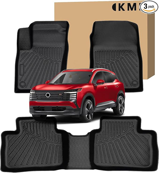 KMF Custom Fit Floor Mats for Nissan Kicks 2025 2026 S/SV/SR Accessories, Kicks Mat All Weather TPE Waterproof Car Floor Liners Front & Rear 2 Row, 3D Protection Anti-Slip Deep Grooves Car SUV Mats