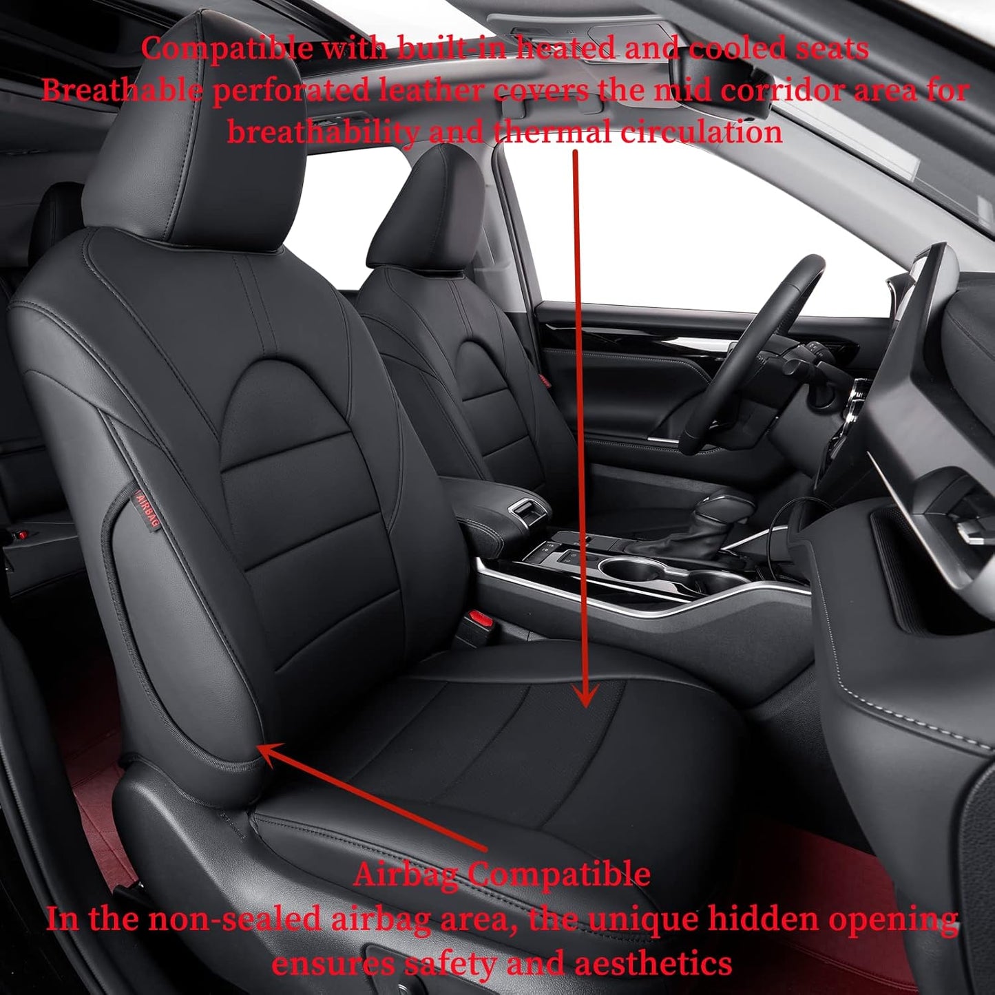 coverdream Custom Seat Covers Compatible with Select Toyota Camry SE,SE Sport,XSE 2012 2013 2014 2015 2016 2017 Models - Leatherette (Black,Full Set)