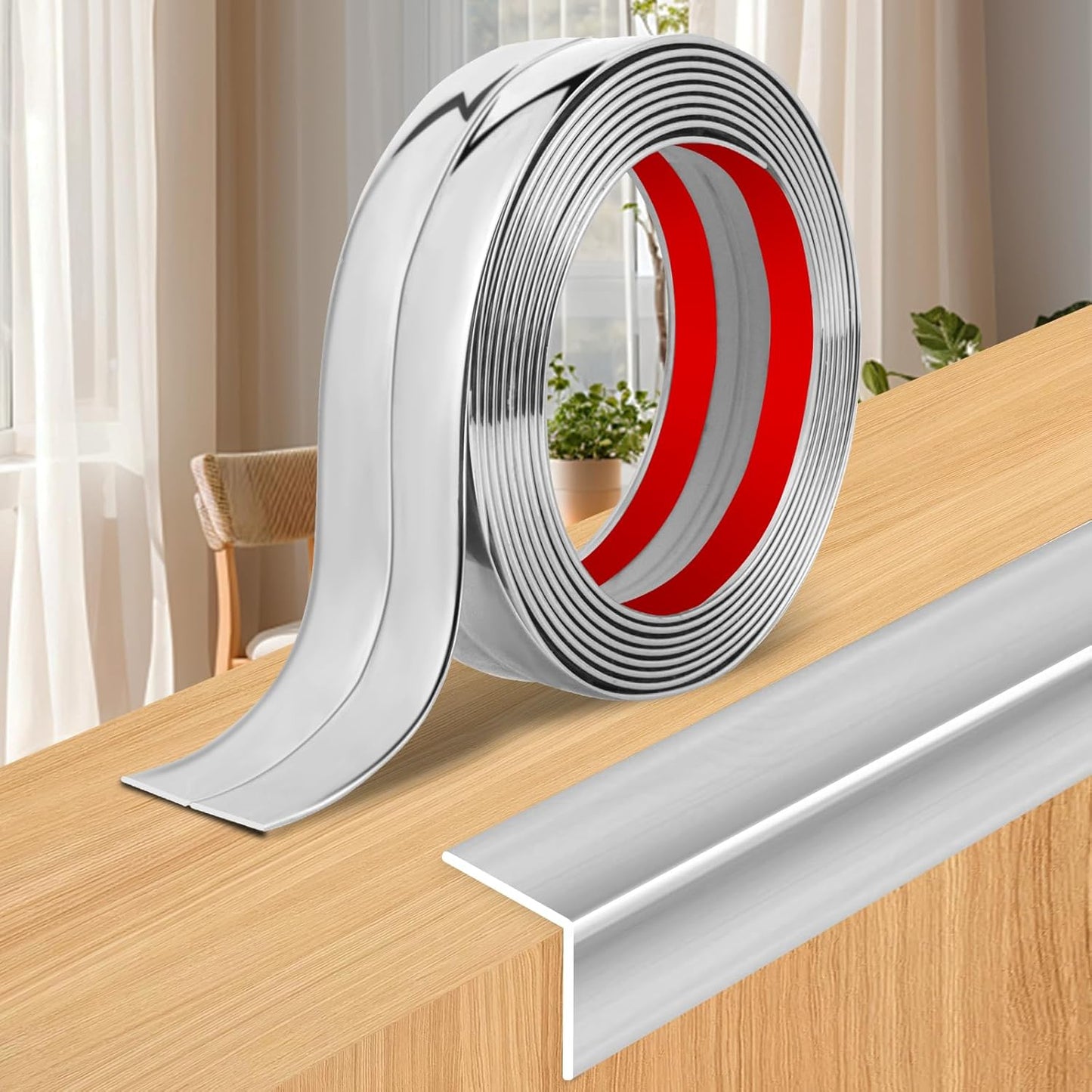 Wall Corner Protector Moulding Trim Peel and Stick Wall Corner Guards Trim Flexible Self Adhesive Edge Protector Moulding, 0.8 in x 20 Ft, Silver