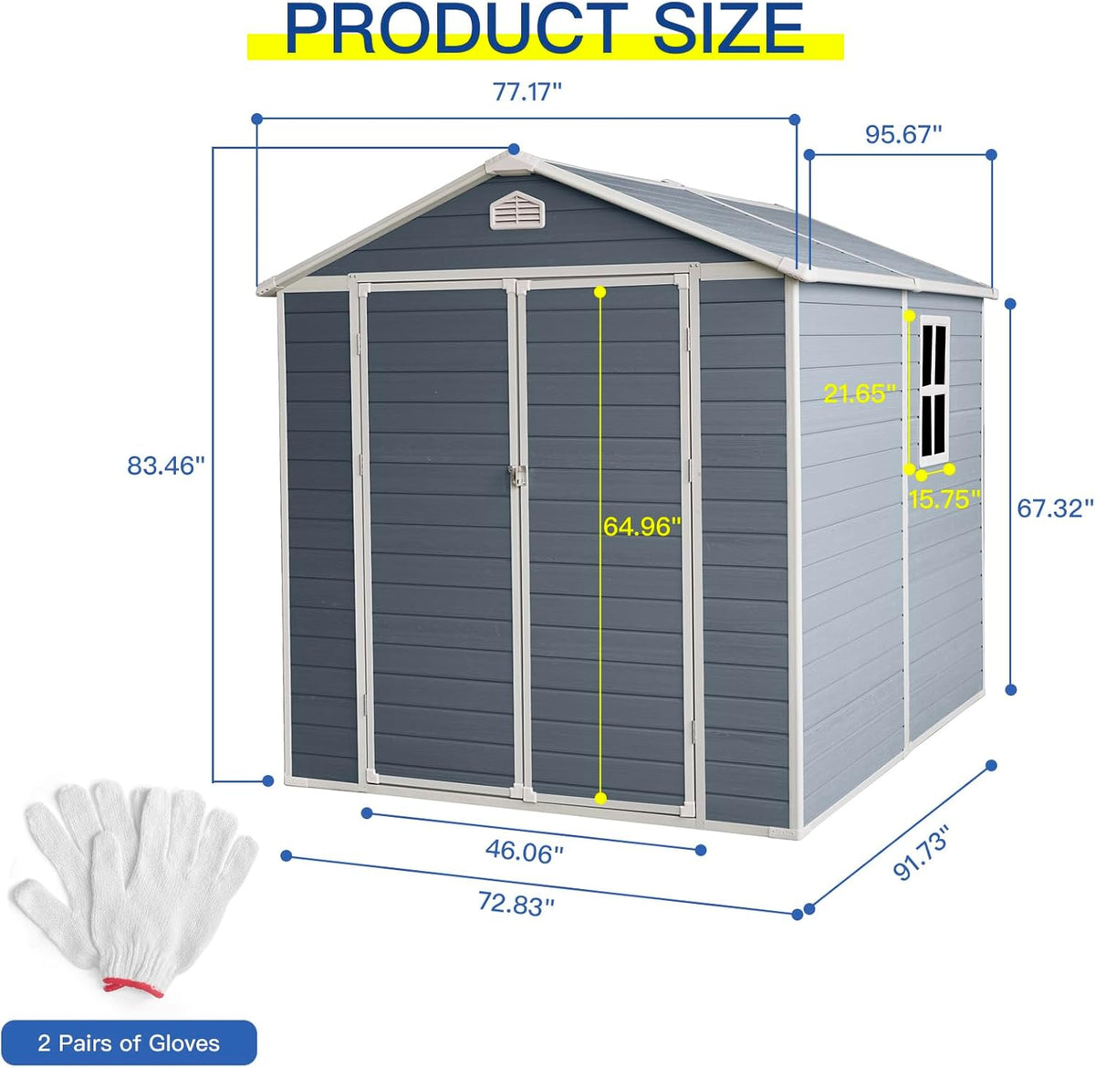 6x8 FT Outdoor Storage Shed, Resin Garden Shed with Thick Floor, Plastic Storage Shed with Window, Waterproof Outside Tool Shed with Lockable Hinged Doors for Backyard, Patio, Lawn, Light Gray