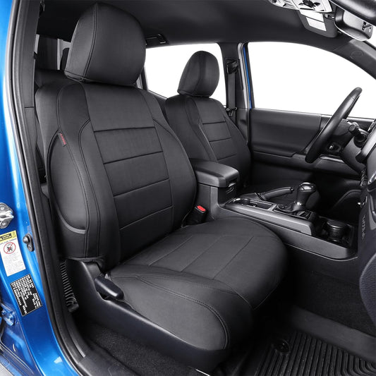 EKR Custom Fit Tacoma Front Car Seat Covers for Select Toyota Tacoma (Petrol & Hybrid) 2024 2025 Double cab SR,SR5,TRD Sport,TRD Off-Road,Limited - Front Row Only,Neoprene (Black)