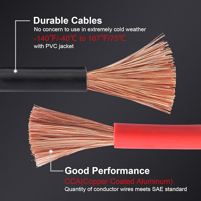 TOPDC 1 Gauge 25 Feet Jumper Cables for Car, SUV and Trucks Battery, Heavy Duty Automotive Booster Cables for Jump Starting Dead or Weak Batteries with Carry Bag, (TD-P0125)