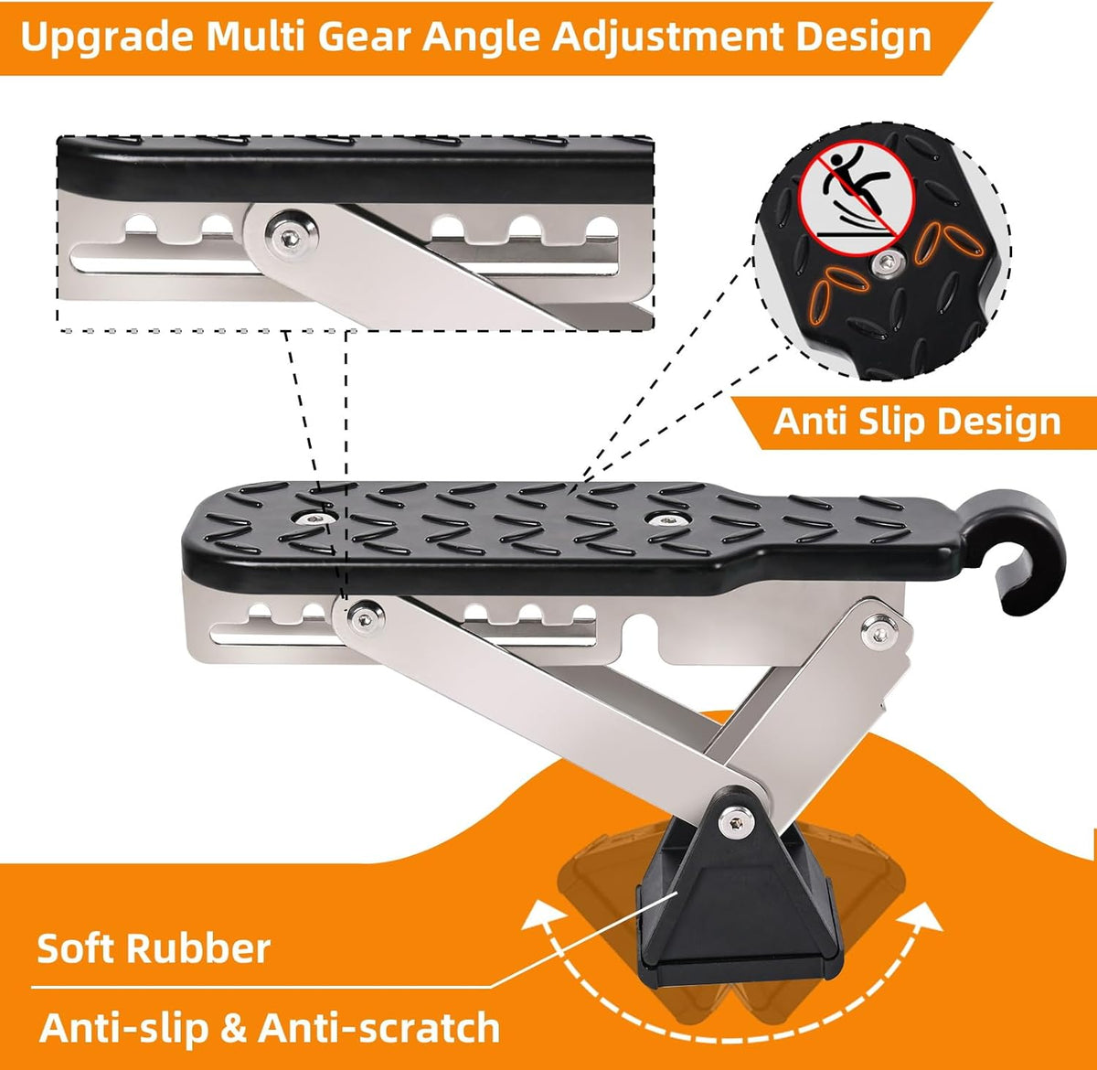 Car Door Step, Universal Fit Door Step for Car Roof Access, Adjustable Stand Pedal for Door Latch, Supports Both Feet, Roof Rack Accessories for Most Car, SUV, Vehicles