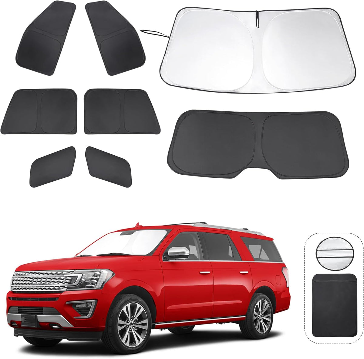 TTINGLU Window Shades for Ford Expedition SUV 2018-2024 Accessories Car Side Full Windows Rear Triangular Windshield Sun Shade Sun UV Rays & Privacy Protection for Camping,Napping,Relaxing 8PCS