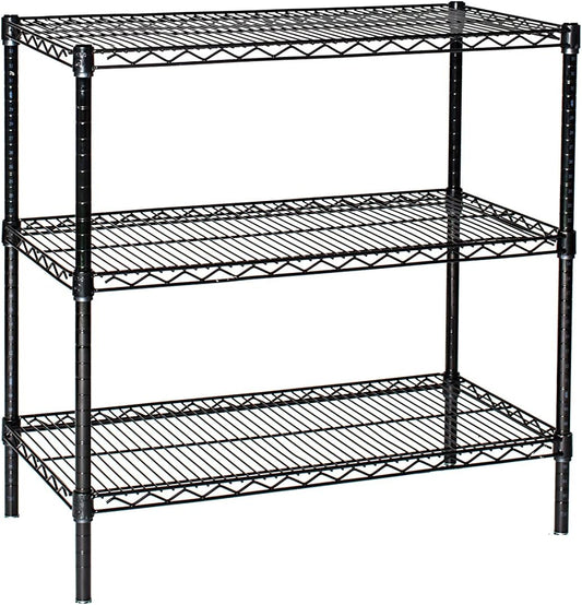 Omega 18" Deep x 18" Wide x 54" High 3 Tier Black Starter Shelving Unit