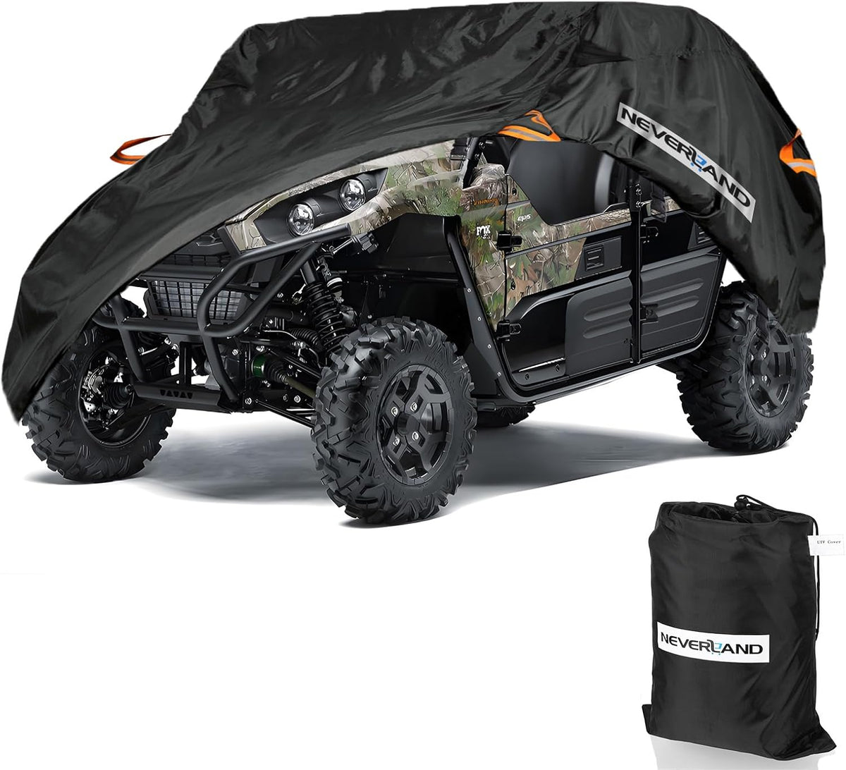 NEVERLAND UTV Cover Heavy Duty Ranger Cover Waterproof 2-3 Seater/4-6 Seater Side by Side Covers 4 Door All Weather Storage with Reflective Strip Compatible with Polaris RZR General Can-Am Yamaha SxS