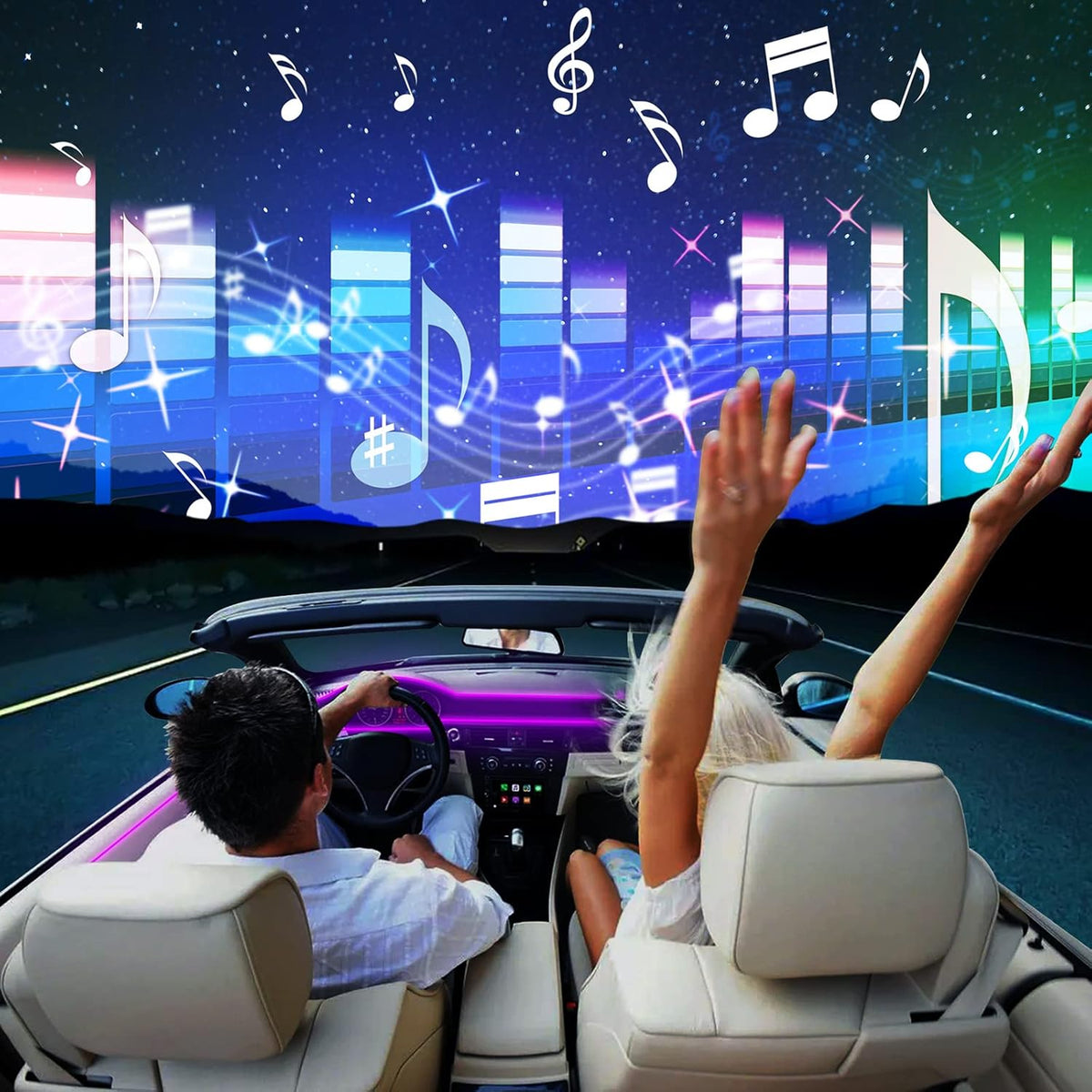 RGB Acrylic Interior Car LED Strip Light 43-inch, which fit for RGB Main Controller Connects and sub-Controller kit (not Including)