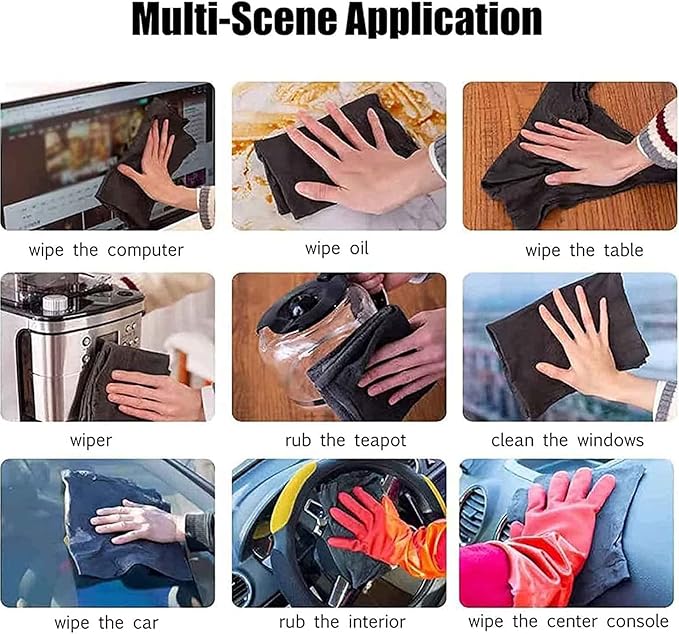 FETNHU Non-Woven - Super Absorbent 11.8" x 11.8" Lint-Free Cleaner, Reusable Thickened Magic Cleaning Cloth, Multipurpose Magic Cloths for Cleaning Glass, Cars, Kitchen, Window, Mirrors (20PCS-Gray)