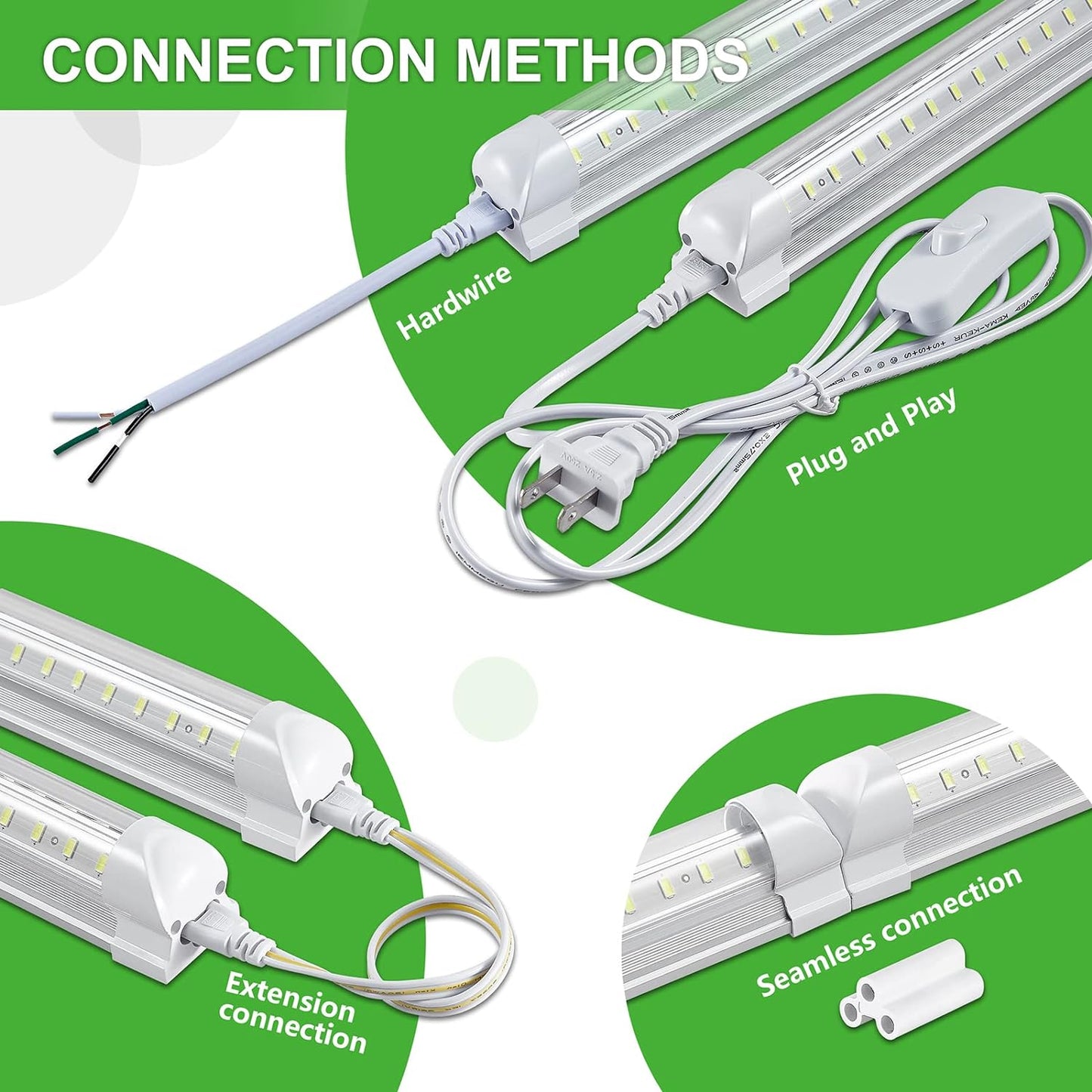 8Pack 4FT LED Shop Light Garage Lights,50W 6000K 7500LM White Light,Hanging/Surface Mount,T8 4FT Tube Lamp for Warehouse Workshop Basement,Linkable LED Shop Lights,Plug and Play
