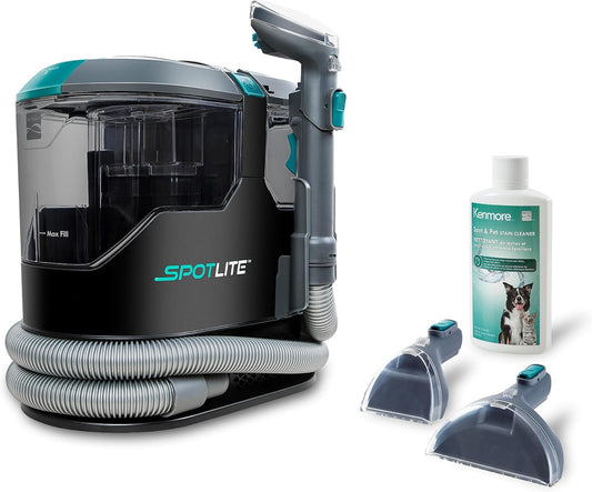 Kenmore KW2001.01 Upgrade SpotLite Portable Carpet Spot Cleaner & Pet Stain Remover, 17Kpa Powerful Suction with Versatile Tools for Upholstery, Couches, Car and Auto Detailer, Black