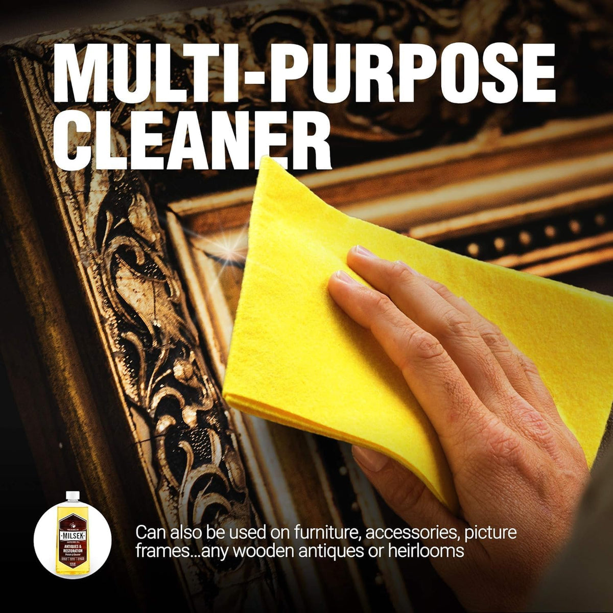Milsek Antiques & Restoration Polish & Cleaner - Home Essential Cleaning Supplies for Home Improvement of any Wood Antiques or Heirlooms - 12 Fl Oz (Pack of 4)