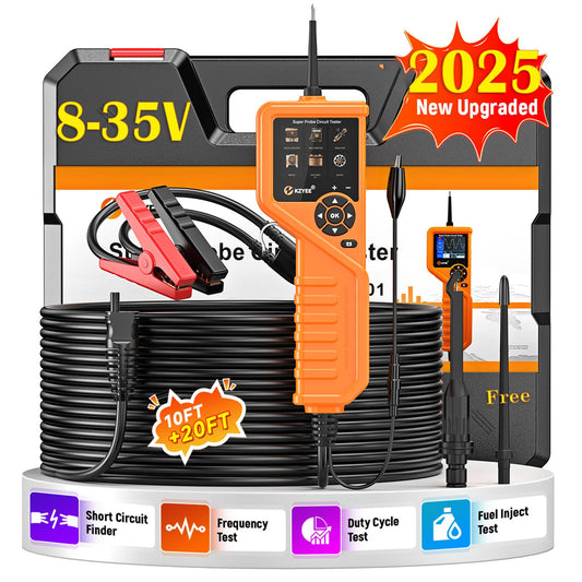 KZYEE KM601 Power Circuit Probe Kit, 12V-24V Automotive Circuit Tester with Battery Test, Multimeter, Oscilloscope, Fuel Injector, Short Circuit Finder, Component Activator, Current Probe, 30FT Cable