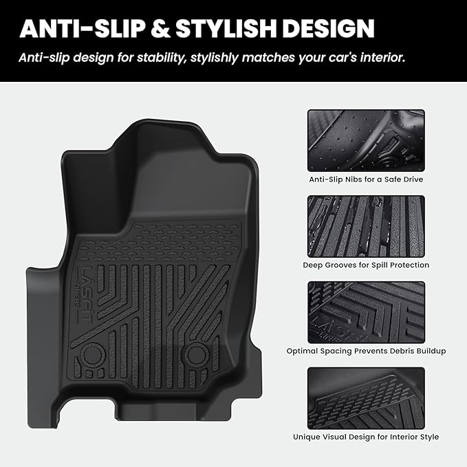 LASFIT Floor Mats for Toyota 4Runner 2025 5 Seats(Not for Hybrid), All Weather TPE Custom Fit Floor Liner for 4Runner SR5/TRD/Limited 6th gen Front&Rear 4 Runner Car Mats, Black