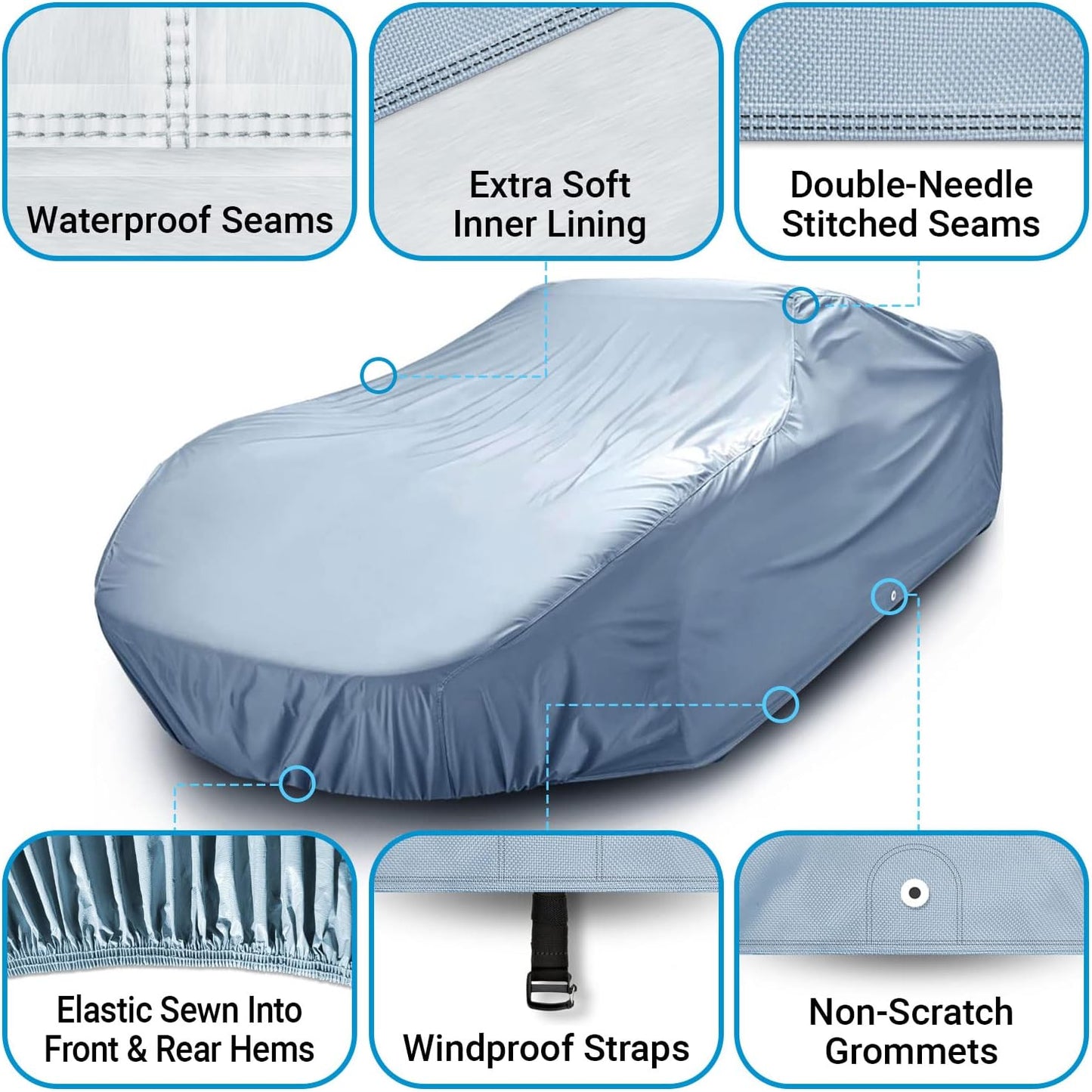iCarCover Premium Car Cover for 1955-1957 Pontiac Safari Wagon Heavy Duty Waterproof All-Weather Automobiles Custom Fit Indoor Outdoor UV Snow Protection Covers with Straps and Bag