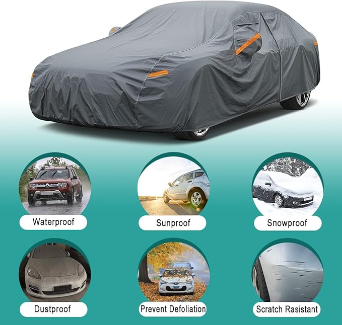 Premium Car Cover Custom Fit Acura TLX (2014-2025), 16 Layers Heavy Duty Car Cover Waterproof All Weather with Zipper Door for Sun Rain Snow Dust Uv Protection