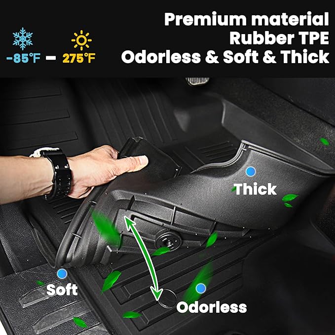 Auxko All Weather Floor Mats Cargo Mat Fit for 2025 2026 Honda Civic Hybrid Hatchback (Not Sedan) Accessories Odorless Anti-Slip Floor Mats Trunk Mat for Honda Civic Hybrid Black