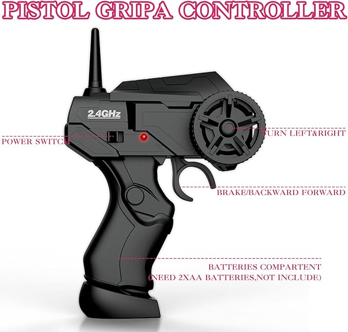 RC Drift Car, 1/24 Pink Remote Control Car for Girls, 2.4GHz 4WD High Speed Drifting RC Cars with LED Light, Two Batteries and Drift Tires, Racing Toy Cars for Kids Adults Girl Boys, Pink