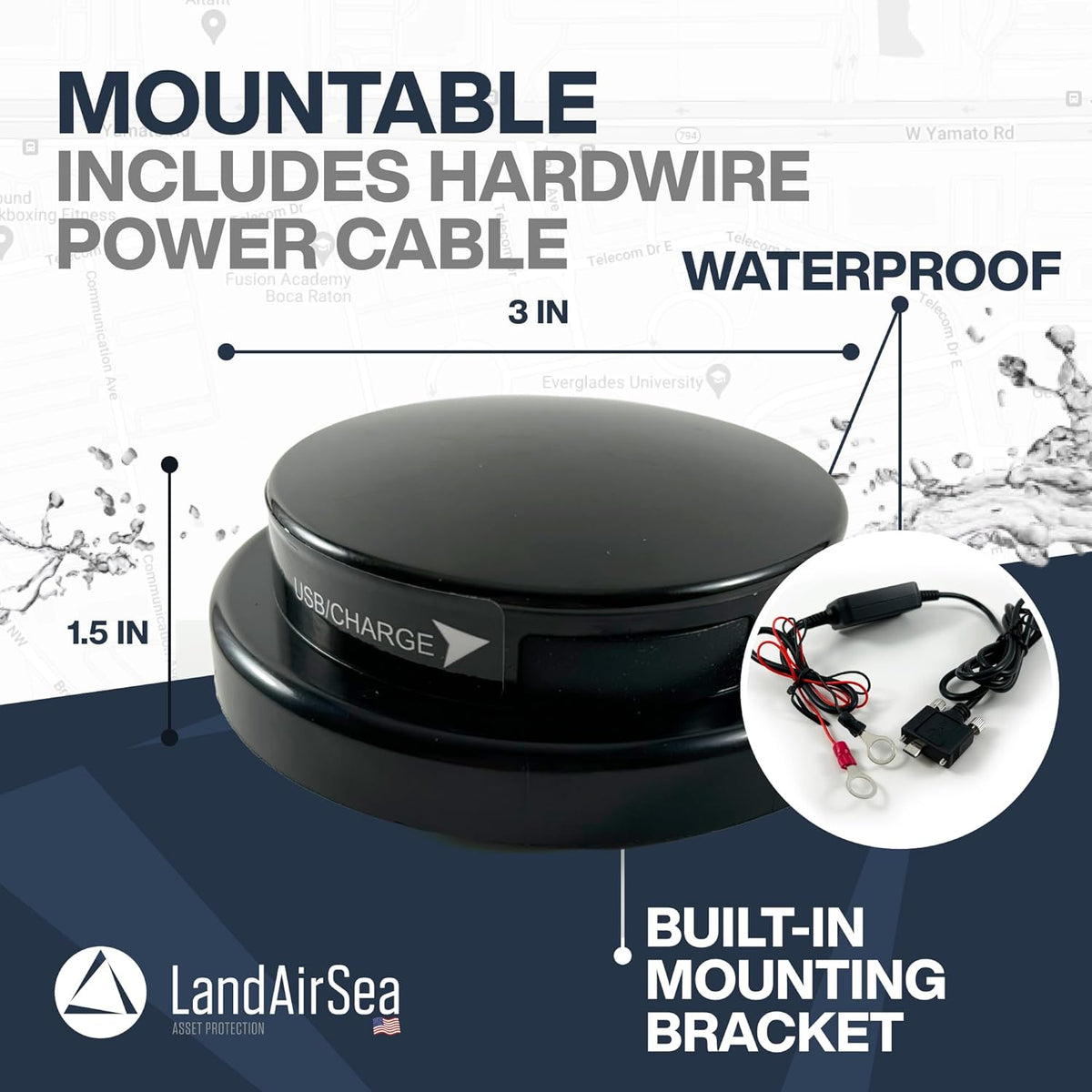 LandAirSea Overdrive Permanent GPS Tracker - Includes Waterproof Hardwire Kit and Permanent Mount. Perfect for Long-Term Tracking of Equipment, Vehicles, and More. Real-Time Global Tracking.