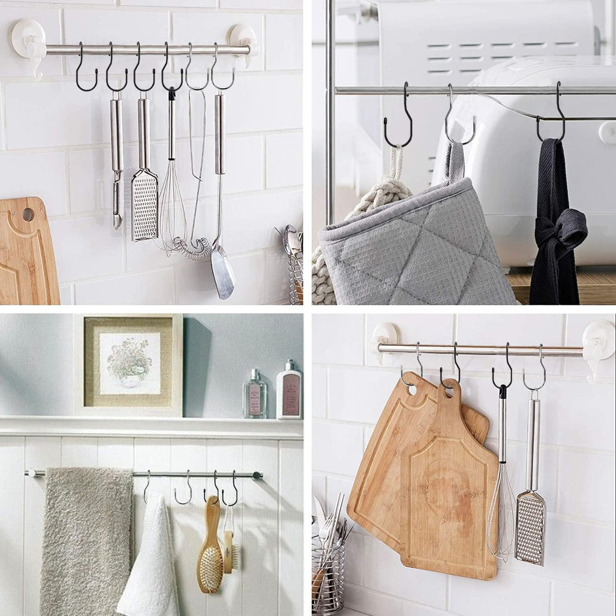 Unique Twist Design Bag Hanger Purse Hooks - 5 Inch Large Size Closet Rod Hooks for Hanging Bags, Purses, Handbags, Belts, Scarves, Hats, Clothes, Pans and Pots (12 Pack)