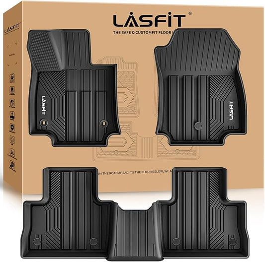 LASFIT Floor Mats for Toyota RAV4 2019-2024 2025(Not Fit Hybrid) All Weather Mats for Toyota RAV 4 LE/XLE/Limited/TRD/Adventure TPE Custom Fit Floor Liner Front and Rear 2 Row Car Mats, Black