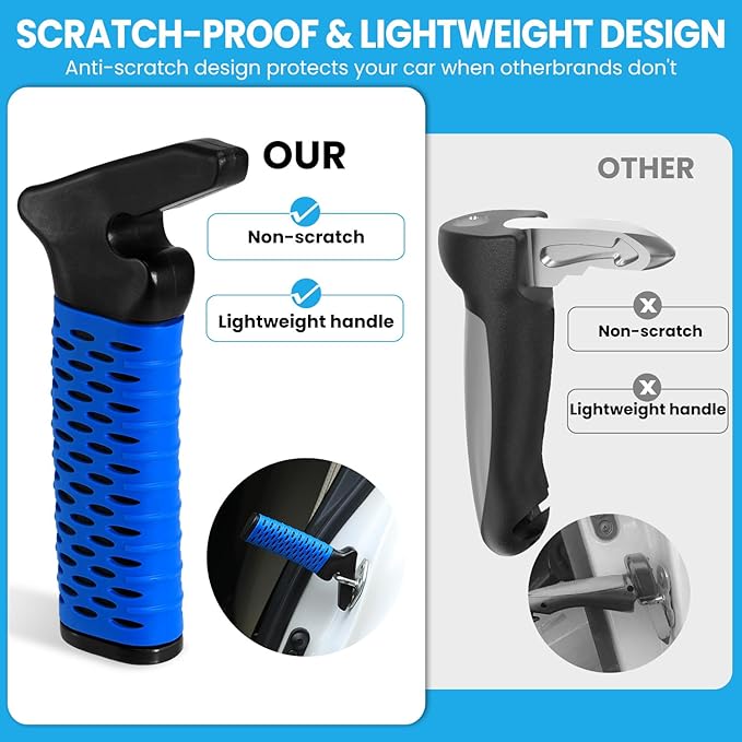 Car Door Handle for Elderly, Car Handle Assist Support, Portable Elderly Assistance Mobility Aids Auto Grab Cane with Strap for Seniors and Handicapped Getting Out of Car, Blue, 2 Pack