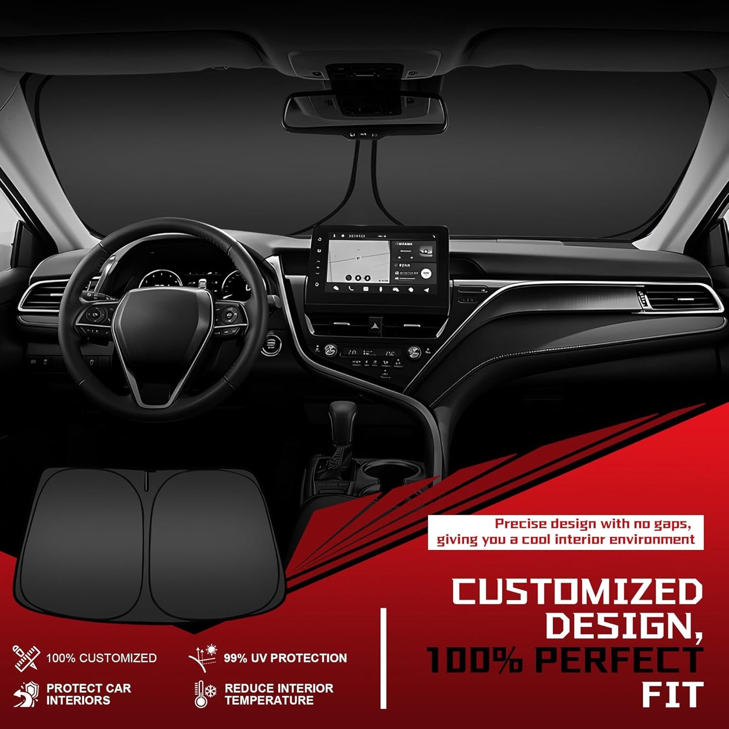Windshield Sun Shade for 2016-2021 Hyun-dai Tucson Foldable Sun Sunshade for Car Front Window Blocks UV Rays and Heat Automotive Interior Protector Custom Fit Accessories