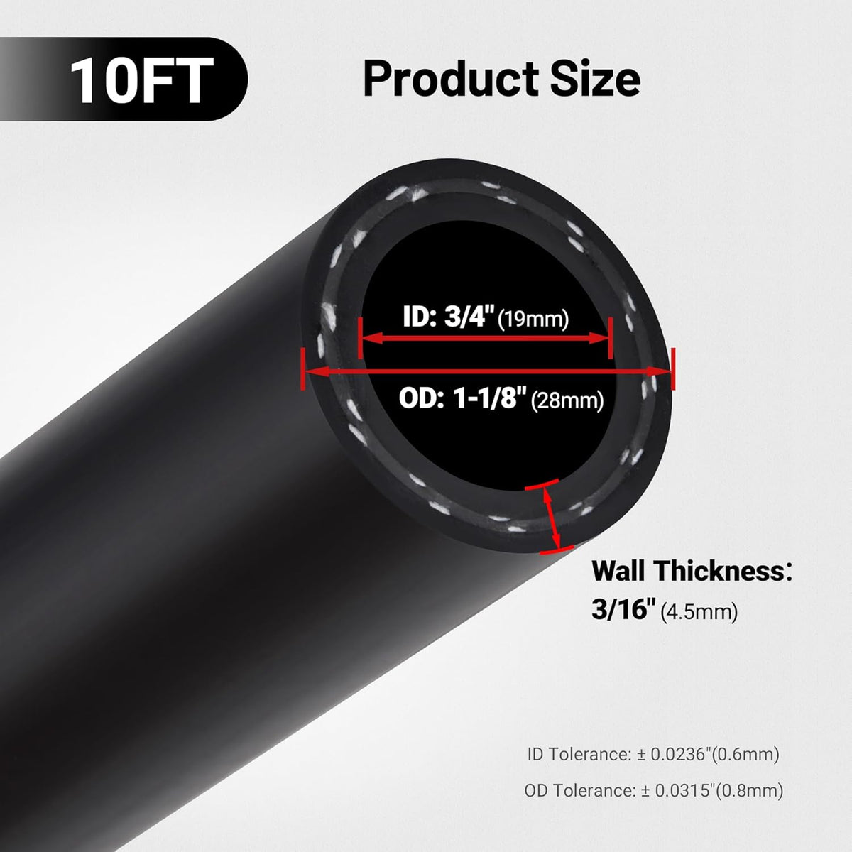 EVIL ENERGY 3/4" Heater Hose Coolant Radiator Straight 100PSI SAE 20R3 10FT Black