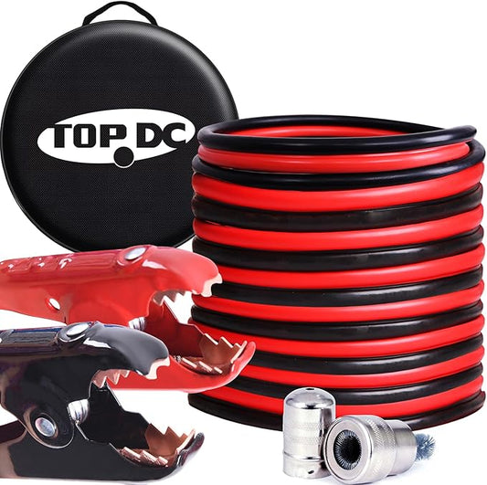 TOPDC 2 Gauge 20 Feet Jumper Cables for Car, SUV and Trucks Battery, Heavy Duty Automotive Booster Cables for Jump Starting Dead or Weak Batteries with Carry Bag, (TD-P0220)
