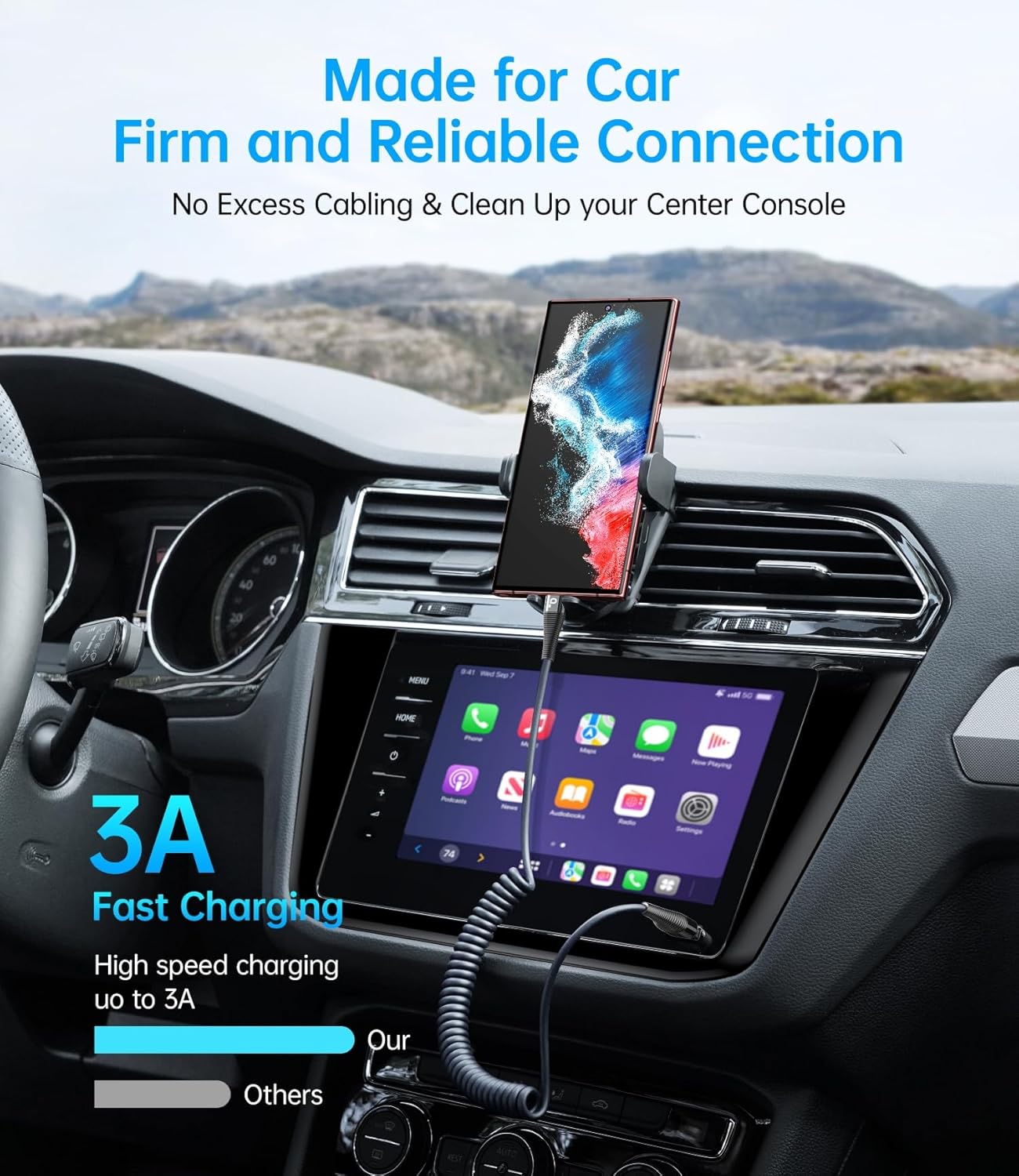 PRAKIE Coiled USB C Cable Fast Charging for Car 3FT/5FT, USB A to USB C Cable, Type C Charge Cord USB-C Charging Cable Compatible with iPhone 16/15/Samsung Galaxy S20 and More USB C Devices-Black