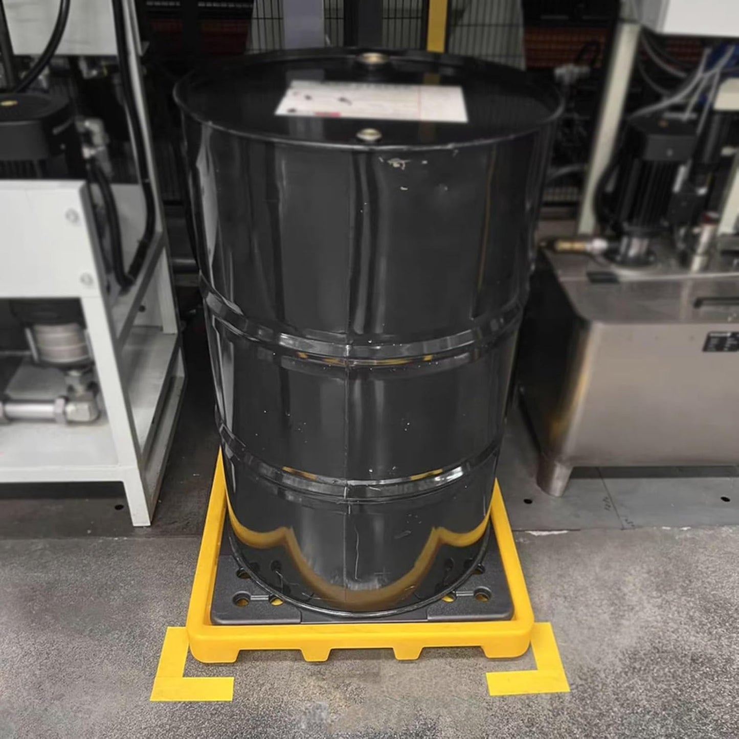 Drum Containment Spill Pallet, Industrial Nestable Oil Drums Leak-Proof Tray, Garage Storage Detachable Anti Slip Polyethylene Platform with Drain (Color : Yellow-1 Pack, Size : 19.3"x14"x3.