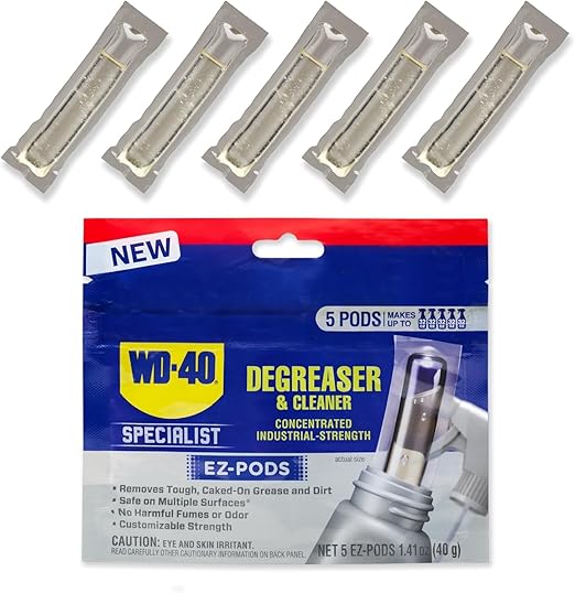 WD-40 Specialist Degreaser and Cleaner EZ-PODS, Customizable Industrial-Strength Concentrate, Multi-Surface Cleaning Solution, Cleans and Degreases BBQ, Patio Cleaner,1-Pack of 5 PODS