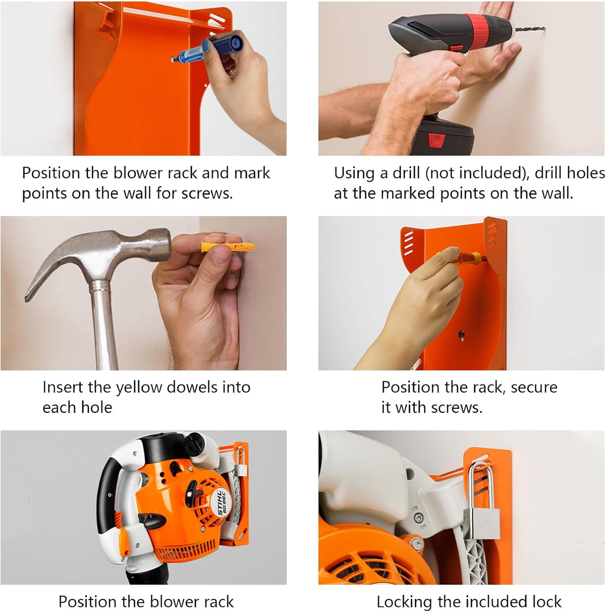 Blower Rack Compatible with Stihl BG-50, BG-56, BG-66, BG-86, Handheld Blower Holder Mount Rack, Lawn Care Accessories, Garage Storage, Weed Eater Hanger