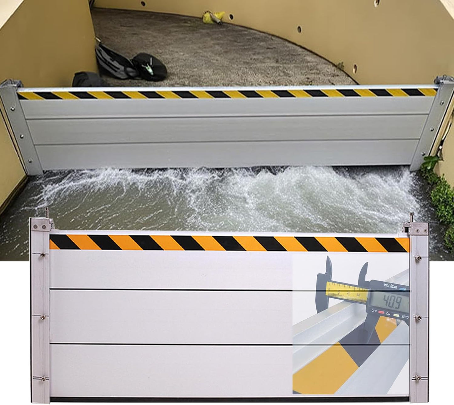 Reusable Heavy Duty Aluminum Flood Barriers for Home Exterior, Flood Protection Barriers Water Barrier Door Quick Detachable Garage Doors Detachable Mobile Rain Water Baffle ( H 39.4 inch L 23FT)