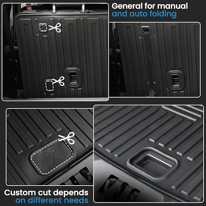 Cargo Mat with Backrest Mats for 2020-2024 2025 Ford Explorer Car Mat Accessories, All Weather TPE Cargo Liner Trunk Mat Active/ST Line/ST/Platinum(Cargo Mat with Backrest Mats)