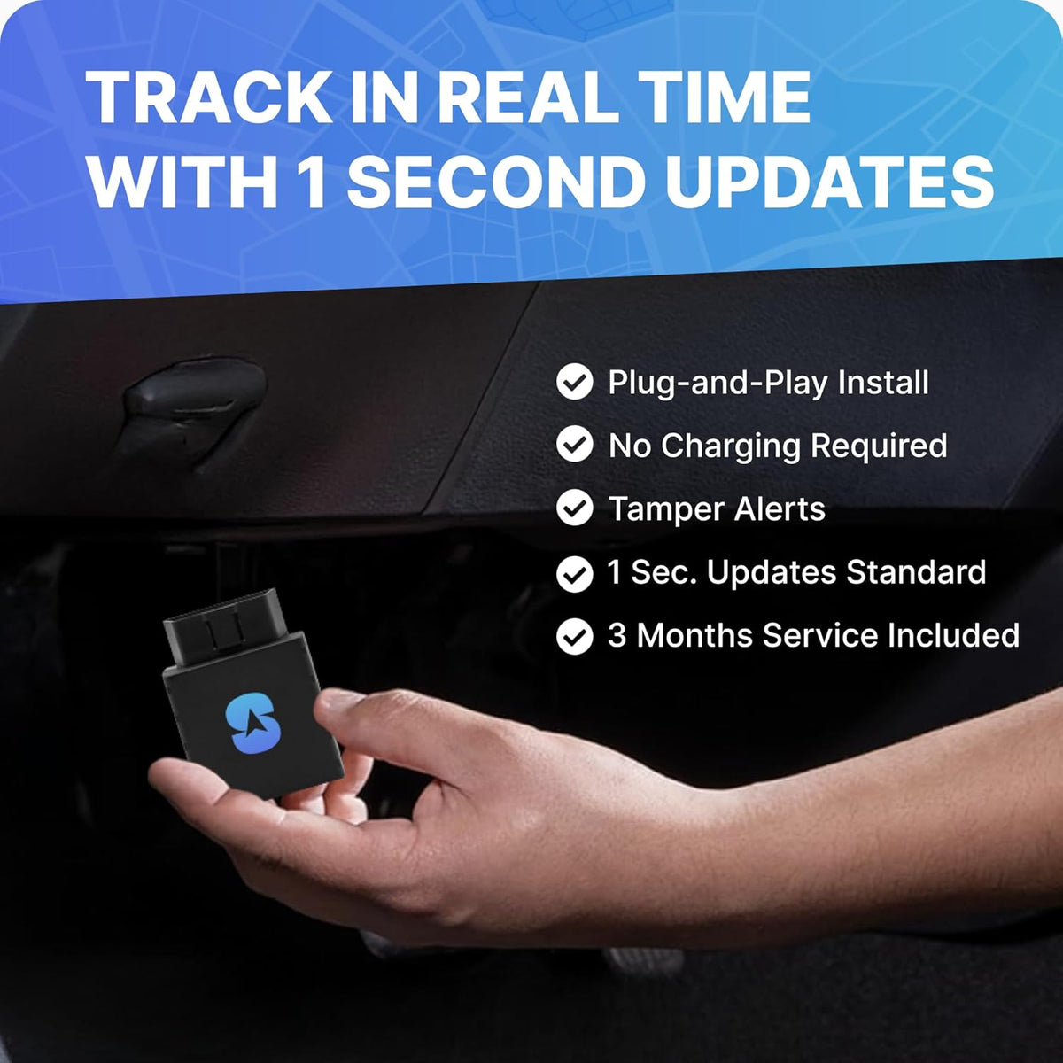Spy Tec Plug-in GPS Car Tracker w/ 3 Month Service, No Fees, GPS Tracking for Vehicles, Trucks, & Family Safety, Easy Installation, Speed Monitoring, Location History, USA & Worldwide Tracking