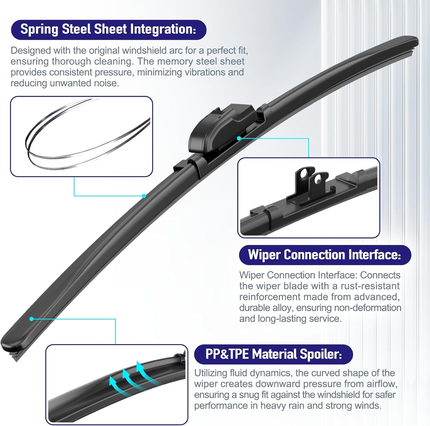 AJK Wiper Blades for Jeep Wrangler JK 2007-2017, for Jeep Wrangler 2007-2017, 2 Piece All Weather OEM Quality Automotive Replacement Windshield Wiper Blades for My Car