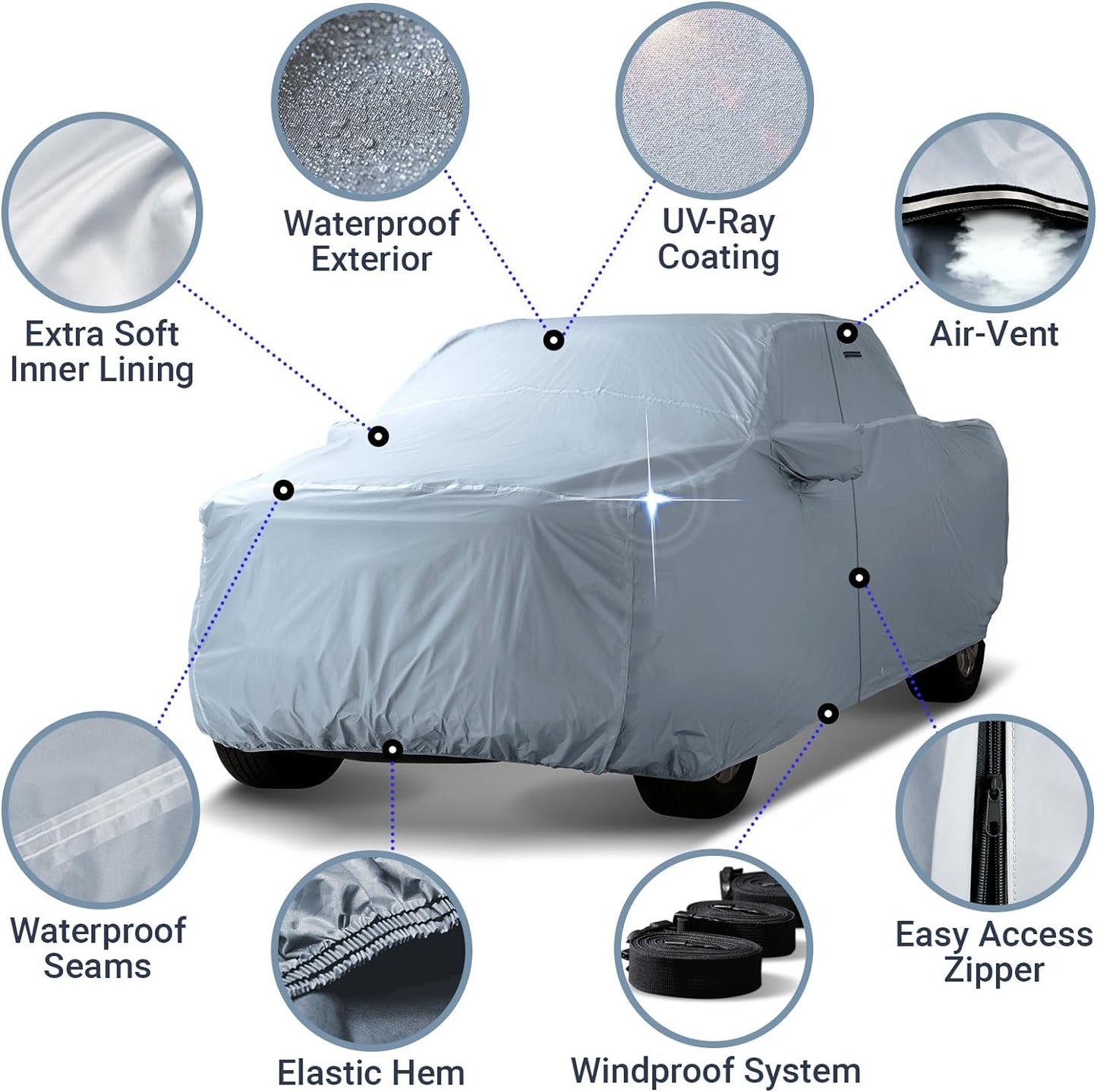 iCarCover Fits 2015-2024 Colorado Crew Cab, 5.1 ft Short Bed Chevy Truck Cover Automobiles Form-Fit Padded Full Exterior Waterproof Automobiles Protection Covers