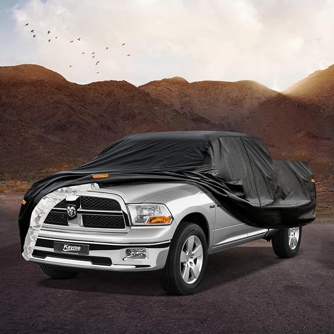 Kayme Truck Cover Custom Fit Dodge Ram 1500(1994-2008) Club/Extended/Quad Cab SB. Full Exterior Heavy Duty Outdoor Pickup Truck Car Cover Waterproof All Weather.Car Tarp for Wind Sun Dust Protection.