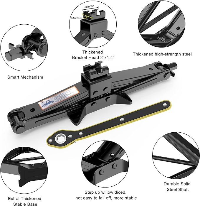 IMAYCC Car Jack Kit, Scissor Jack for Car 2 Ton (4409 lbs) Tire Jack Repair Kit,Spare Tire Changing Kit with Lug Wrench,Emergency Kit for Vehicle/Auto/SUV/MPV