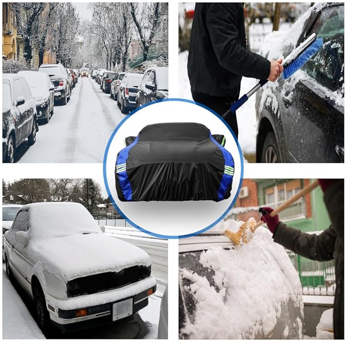 Avecrew for Ford Mustang Car Cover Waterproof All Weather for Automobiles, Outdoor Full Exterior Covers Fit Sedan Ford Mustang with Windproof Strap