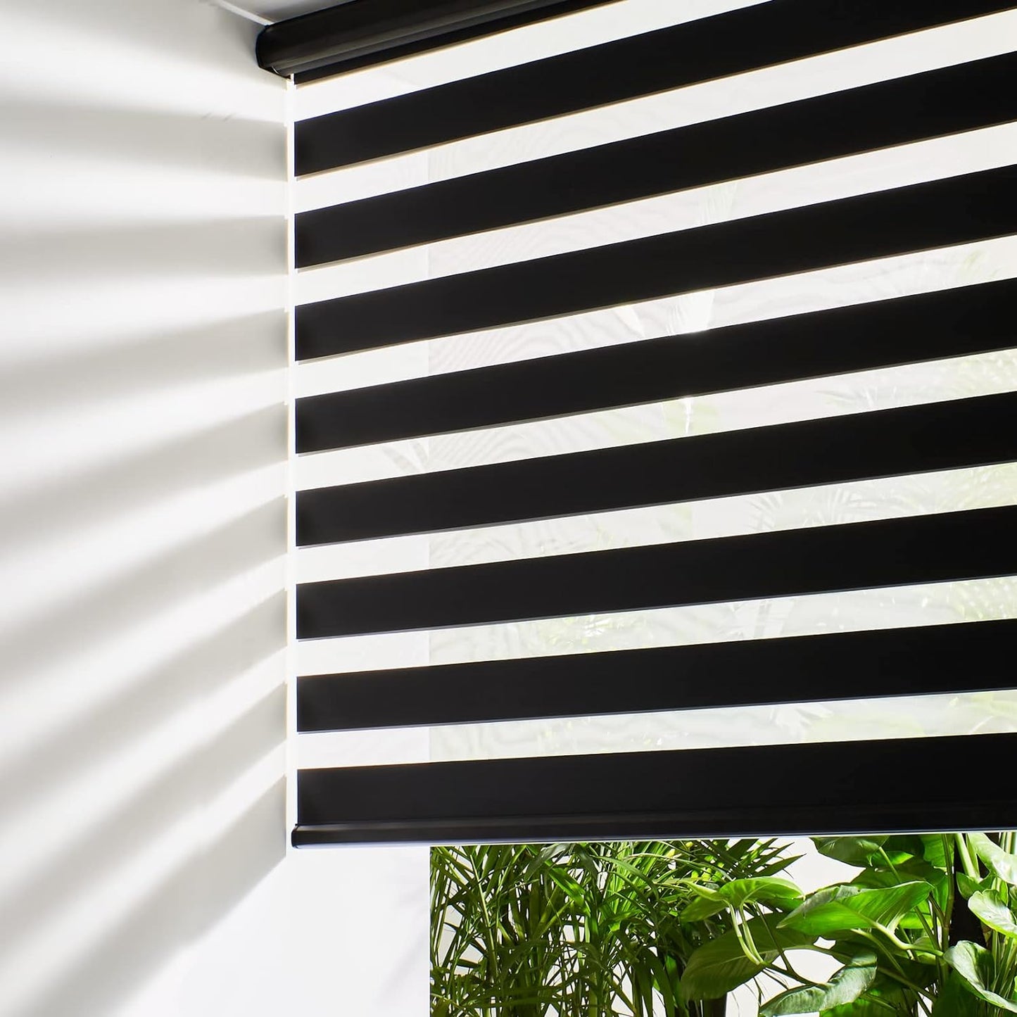Persilux Cordless Zebra Blinds for Windows Free-Stop Window Shades (27" W X 72" H, Black) Dual Layer Light Control for Day and Night, Light Filtering Sheer Shades for Home, Easy to Install
